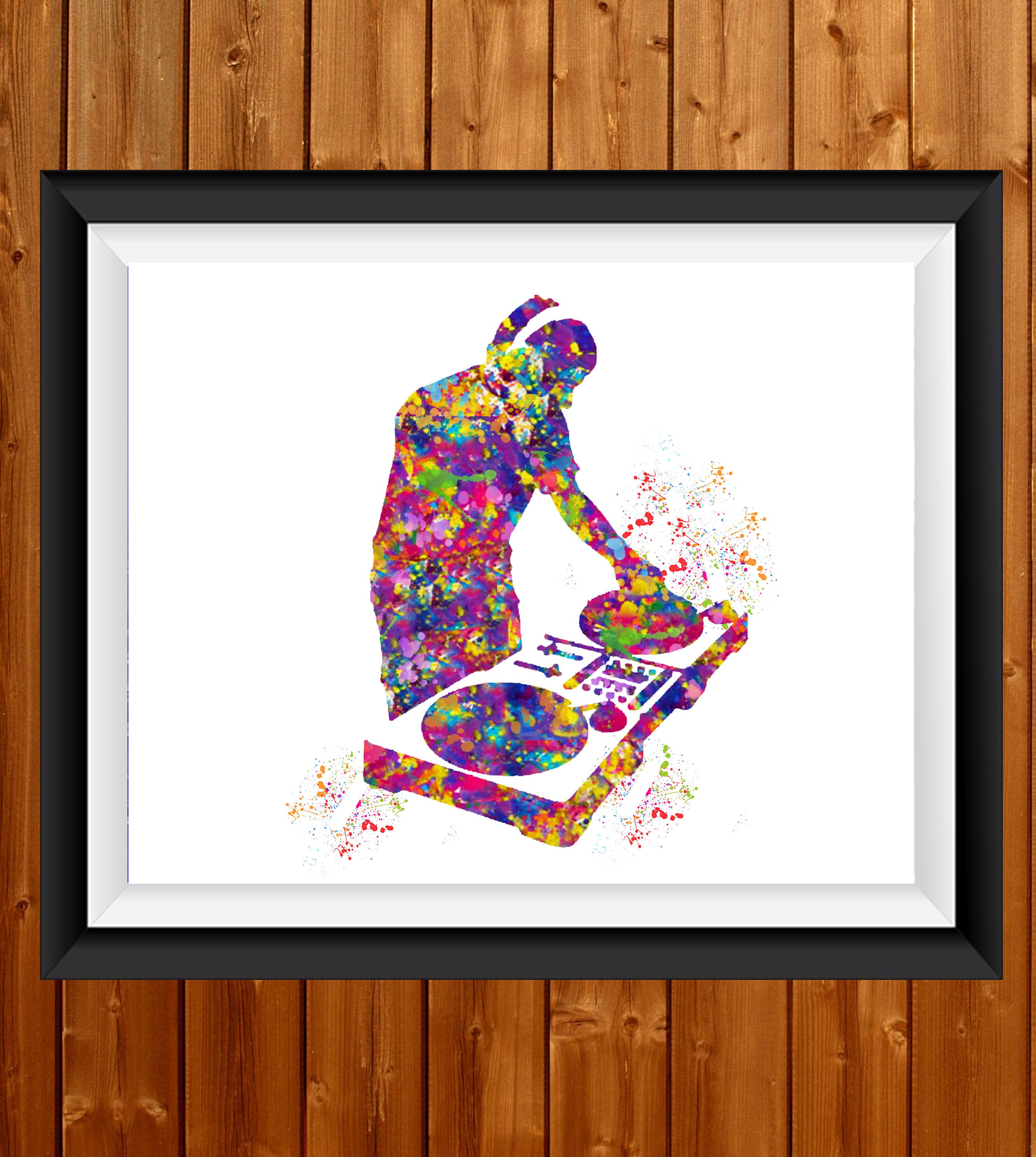 DJ Watercolor Print Headphone Music Art Wall Art Poster Room Decor