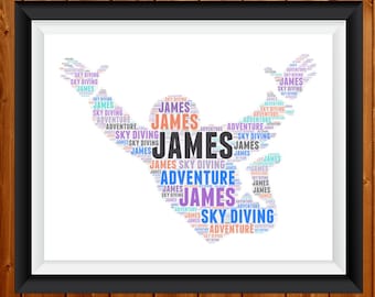 Parachutisme Parachutisme personnalisé - Parachutisme - cadeaux de parachutisme - impression de parachutisme -Extreme Sports Base Jumping Gift Birthday Gift Word Art