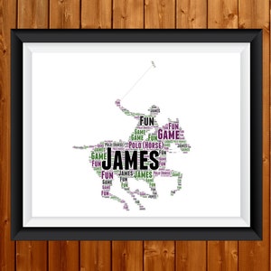 Personalised Polo sports woman Word Art- Polo Gifts Gift For Polo Horse Riding Enthusiast - Digital Show Polo Gift Arena polo