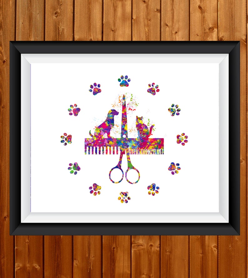 Dog Grooming Watercolor Print Dog Groomers Salon Wall Art Dog Etsy