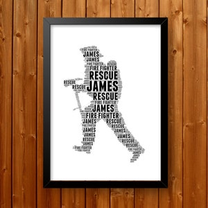 Firefighter Gift for him - Firefighter Gifts - Personalised Word Art Gift Fireman Gift Wall Art Wall Prints Wall Art Gift For Hero Gift Wall