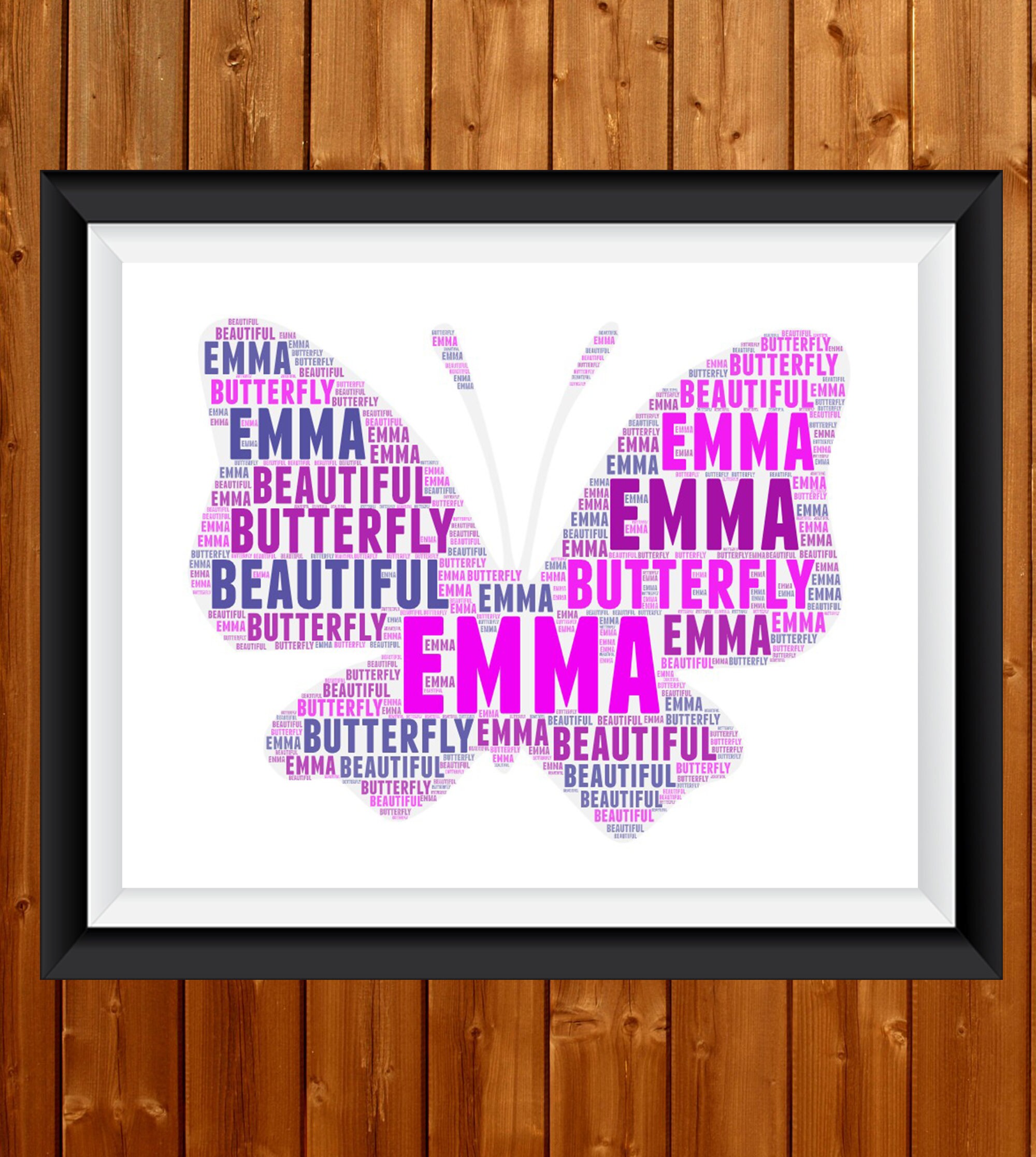 Personalised Word Art, Butterflies Image. Butterflies Gift. Your Words ...
