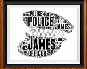 Politieagent Geschenken - Gepersonaliseerde politiegeschenken - Pass Out Parade Politieman Politieagente Gift Politie word art Passing Out Word Art Wall