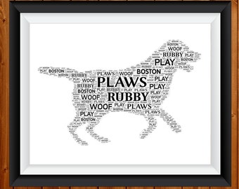 Personalised Labrador Gifts For Dog Lover - Chocolate Lab Black Golden Labrador Gifts Word Art Wall Room Cloud Wall Art Birthday Digital