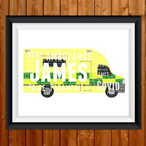 Personalised Ambulance Print Thank You Gift - Paramedic - NHS Worker, Nurse, Graduation, Key Worker, EMS For Him, Her, Men, Women