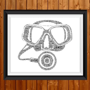 Personalised Scuba Diving Word Art Gift  PRINTABLE Scuba Diving Gifts Diving Gifts Print Wall Prints Wall Art Digital Download Scuba 34