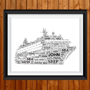 Personalised Cruise Ship Print - Custom Word Wall Art Frame - Cruising Birthday, Anniversary Gifts - For Him, Her, Men, Women, Couples 32