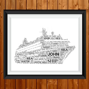 Personalised Cruise Ship Print - Custom Word Wall Art Frame - Cruising Birthday, Anniversary Gifts - For Him, Her, Men, Women, Couples 32