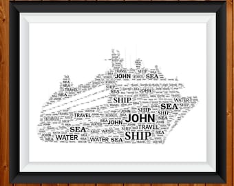 Personalised Cruise Ship Print - Custom Word Wall Art Frame - Cruising Birthday, Anniversary Gifts - For Him, Her, Men, Women, Couples 32