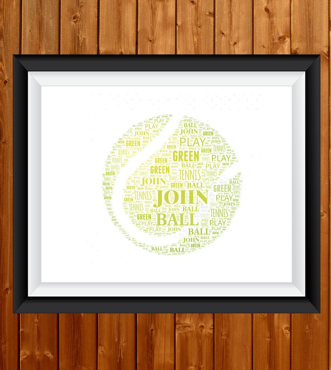 Lettering On Racket Word Personalised Tennis Racket Sports Tennis Ball Gift Word Art Wall Room ...