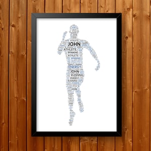 Personalised Running Athlete Runner Run Marathon Gift Word Art Wall Room Decor Prints Birthday Digital Printable