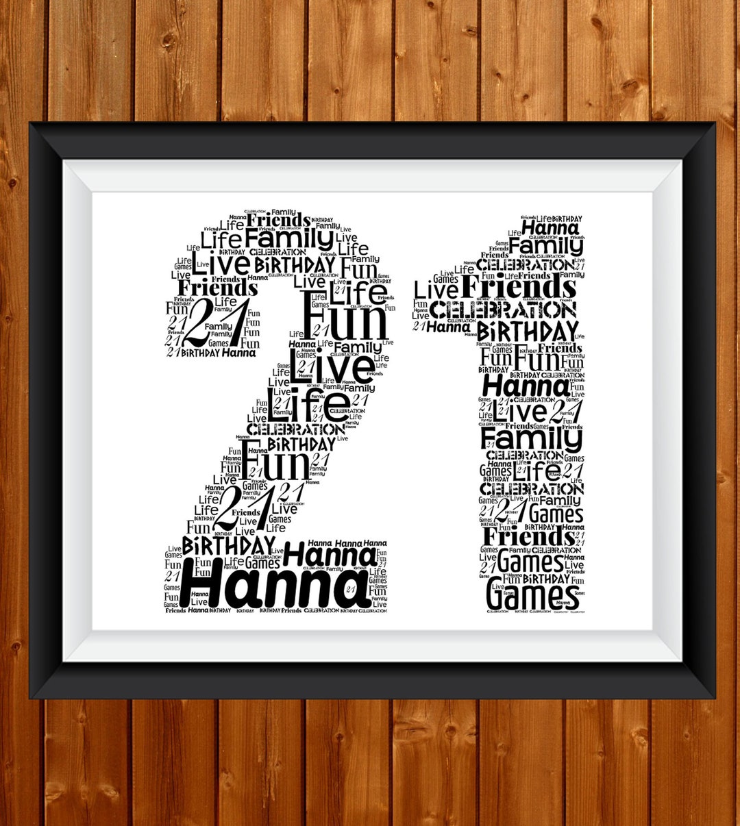 Personalised 21th Word Art Print. Twenty First Birthday Gift . 21 ...