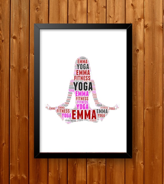 Yoga Gifts - Personalised Yoga Print For Yogi Yoga Instructor Gift Word Art  Wall Room Decor Prints Gifts for her. Birthday Digital Printable