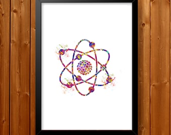 Atom Print Geschenk, Atom Symbol, medizinisches Atom PRINTABLE, medizinisches Symbol, Atom, Wissenschaft Kunst medizinische Kunst, Physik, Schule, Wissenschaft Dekor