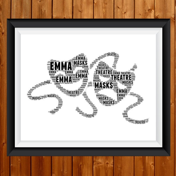 Personalised Theatre Gifts- Theatre Gift Print-  For Theatre Drama Actor Student Musical Theatre Fan Gift Word Art Wall Room Birthday