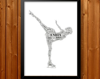 Personalised Figure Skating Gifts Word Art Wall Print Figure Skating - Ice Skate Gifts Wall Custom Cloud Wall Art A3 A4 A5 8x10 Print 35