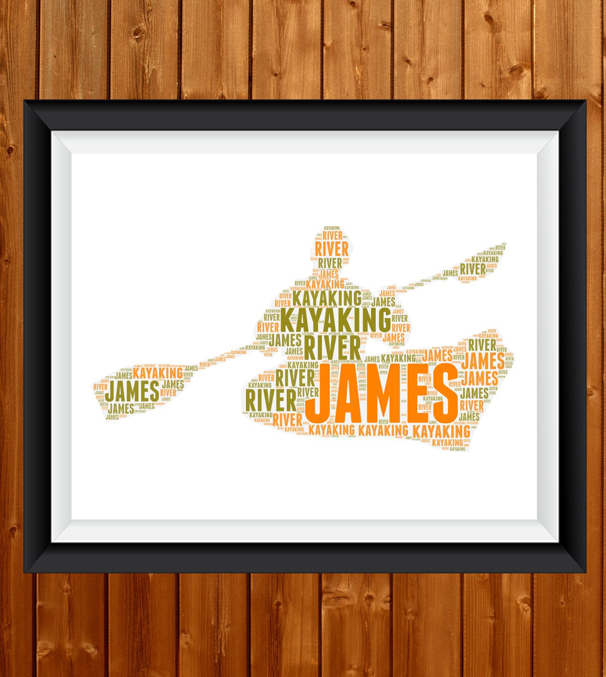Personalised Kayaking Word Art Gift Kayak Gift Water Sports Etsy