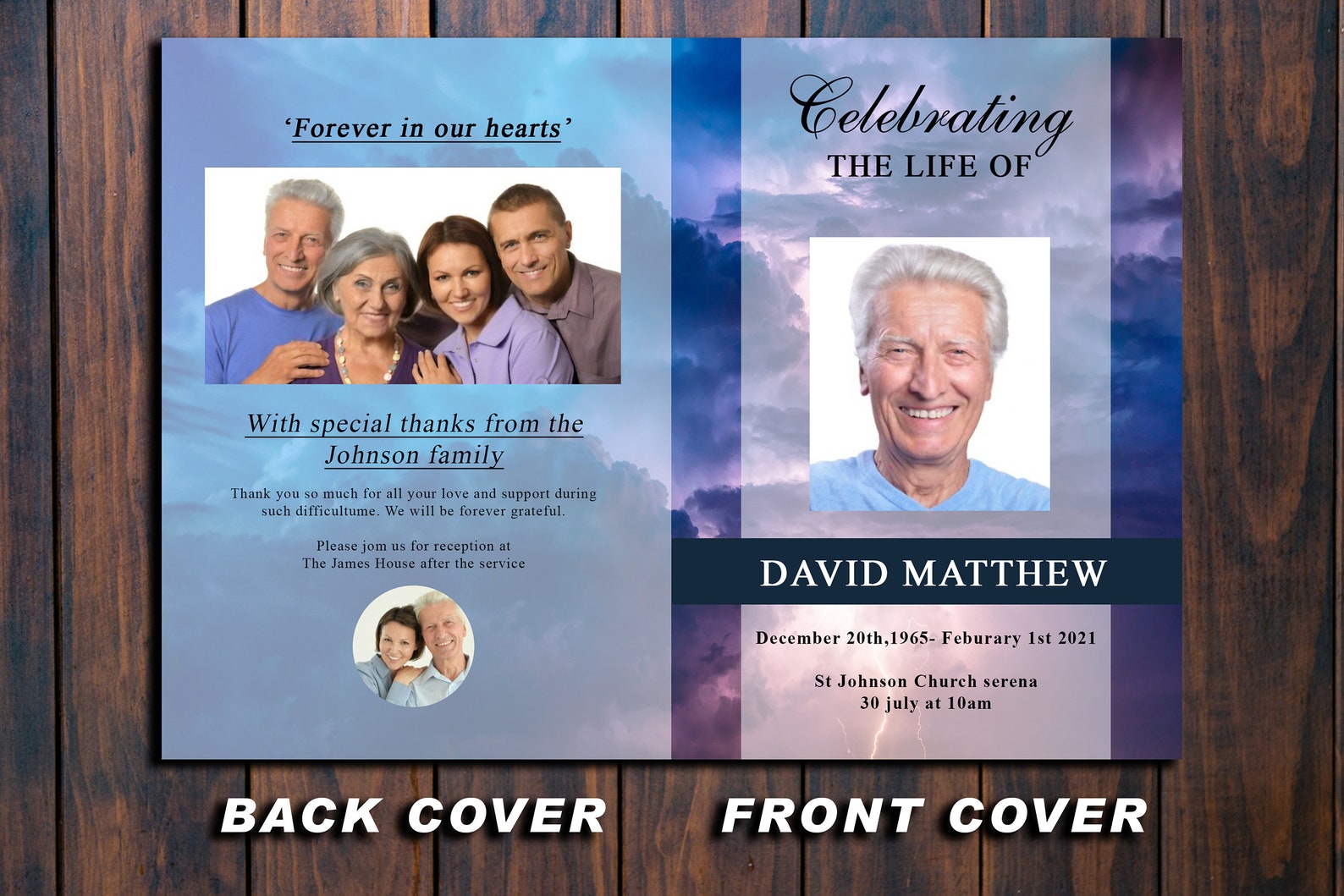 4 Page Thunder Sky Funeral Program Template 4 Page Obituary Etsy