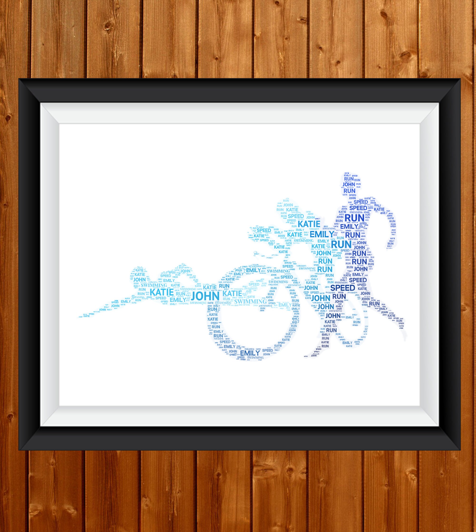 Personalised Triathlon Gift Running Cycling Swimming Gifts Athlete Iron Man Gift Word Art Wall Room Custom Cloud Wall Art Birthday Digital