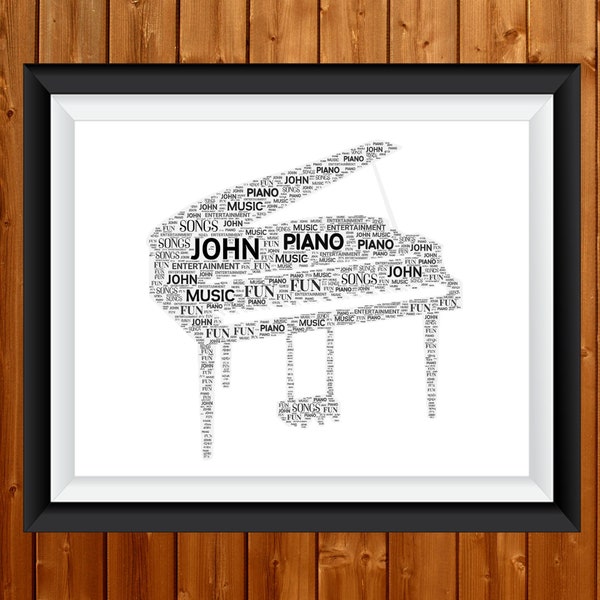Personalised PRINTABLE Grand Piano For Pianist Piano Gift Word Art Musical Gifts Wall Room Decor Prints Digital Download Prints 32