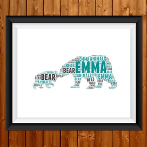 Personalised Mama Bear gift, PRINTABLE  Word Art Gift Gift For Mum Wall Art Mummy Bear Wall Prints Digital Download Mother Gift Prints