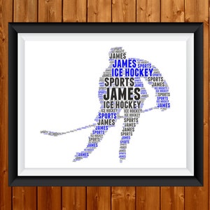 Personalised Ice Hockey PRINTABLE  Word Art Gift Hockey Gifts Print Sports Gifts For Skating Wall Prints Wall Art Digital Download