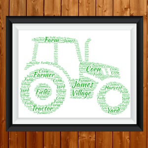 Gepersonaliseerde Tractor Print - Boer Word Wall Art Frame - Vaderdag, Verjaardagscadeaus - Voor hem, mannen, jongens - Papa, Papa, Opa, Man