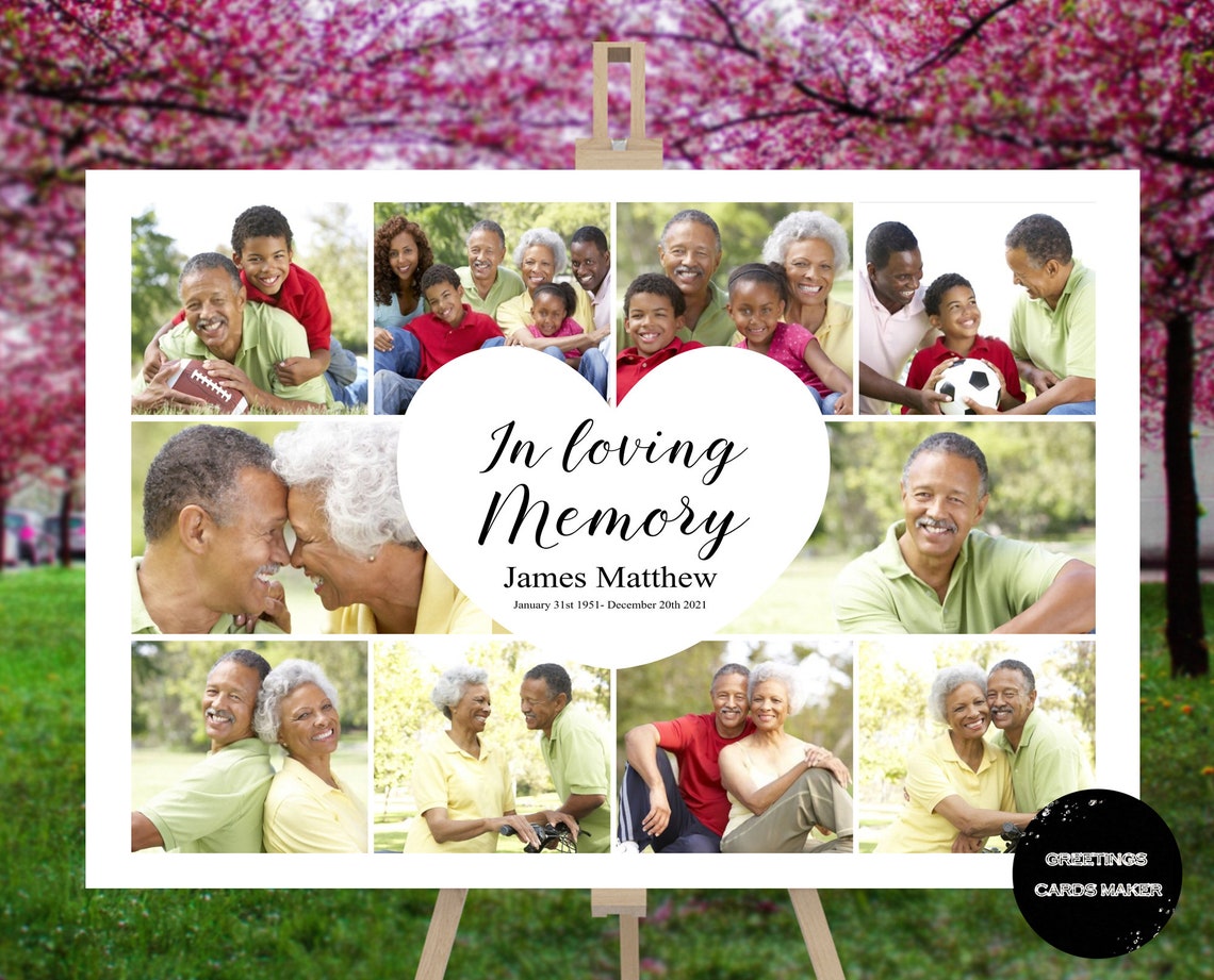 Funeral Photo Collage Celebration of Life Poster sign Large Etsy