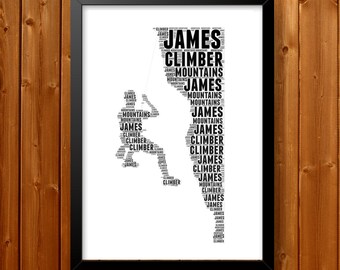 Personalised  Rock Climbing Gifts  PRINTABLE Word Art Wall Print - Abseiling Gifts Wall Decor Custom Digital Download Prints 89