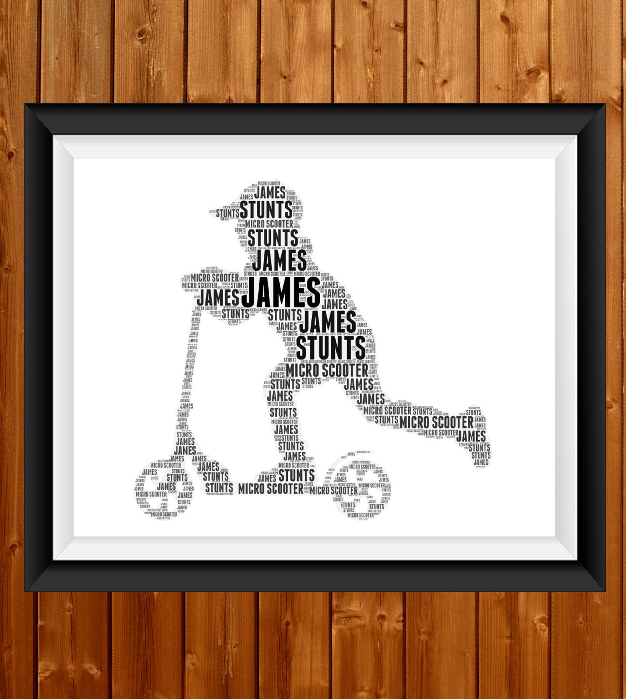 Personalised Micro Scooter Word Art Gift PRINTABLE Skating Etsy
