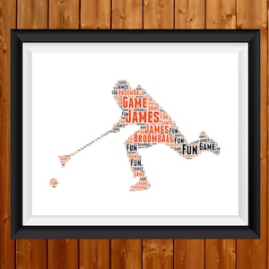 Personalised PRINTABLE Word Art Gift Male broomball Gifts Sports Gift Men  broomball Wall Art Wall Prints Wall Art Prints broomball 34