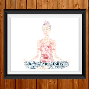 Personalised Yoga Print For Yogi Yoga Instructor Gift Word Art Wall Room Decor Prints Gifts for her. Birthday  Printable Frame Art
