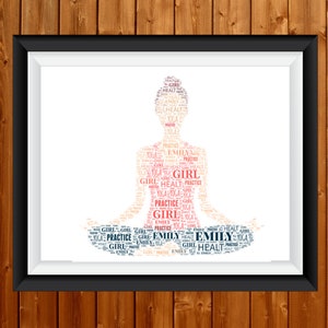 Gepersonaliseerde Yoga Print voor Yogi Yoga Instructor Gift Word Art Wall Room Decor Prints Geschenken voor haar. Verjaardag digitale afdrukbare