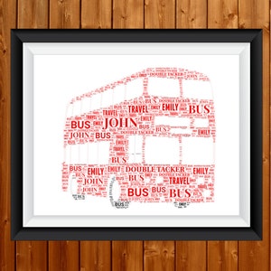 Personalised London Red Double Decker Bus Driver UK Gift Word Art Wall Room Decor Prints