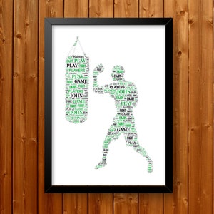 Personalised Word Art Gift Kickboxing Punchbag Gifts Kickboxer Print Gift For Boxing Lover Wall Prints Wall Art Gift  65