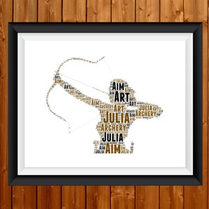 Personalised Women Archery Word Art, Archery Gift, Archery Wall Art, Women Archery Print, Archery Birthday Gift, Mother&#39;s Day Gift 24