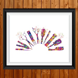 Hairdresser Watercolor Print Hair Salon Decor Wall Art Hairstylist Gift Beauty Salon Hairstylist Hairdressing Art Hair Studio Wall Art 65