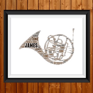 Personalised French Horn art, French Horn Player Art, French Horn Player Gift, Band Member Gift, French Horn Gift, French Horn