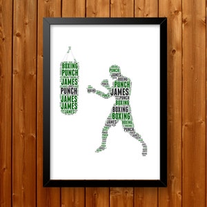 Kick Boxing Gifts for him -Kick Boxing wall art- Personalised Word Art Gift Boxing Gifts Photo Gifts Print Gift For Boxer Wall Prints