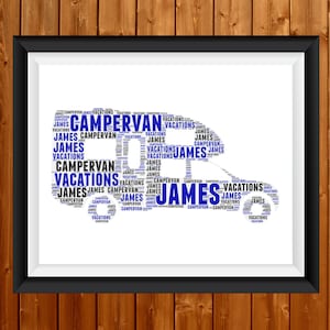 Personalised Campervan Gifts Word Art  PRINTABLE Wall Print - Motorhome Gifts Wall Decor Custom Print At Home Wall Art Print 78