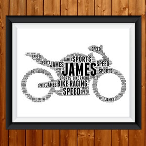 Personalised Motorcycle Gifts - Motorbike Gifts - Motorcycle Biker Gift Motorbike Rider Motor Bike Lover Gift Motorcyclist Gift - Word Art