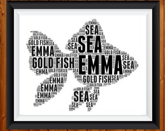 Personalised Goldfish Gifts, PRINTABLE Goldfish Gifts Word Art Wall Print - Fish Lover Gifts Wall Decor Digital Download Prints