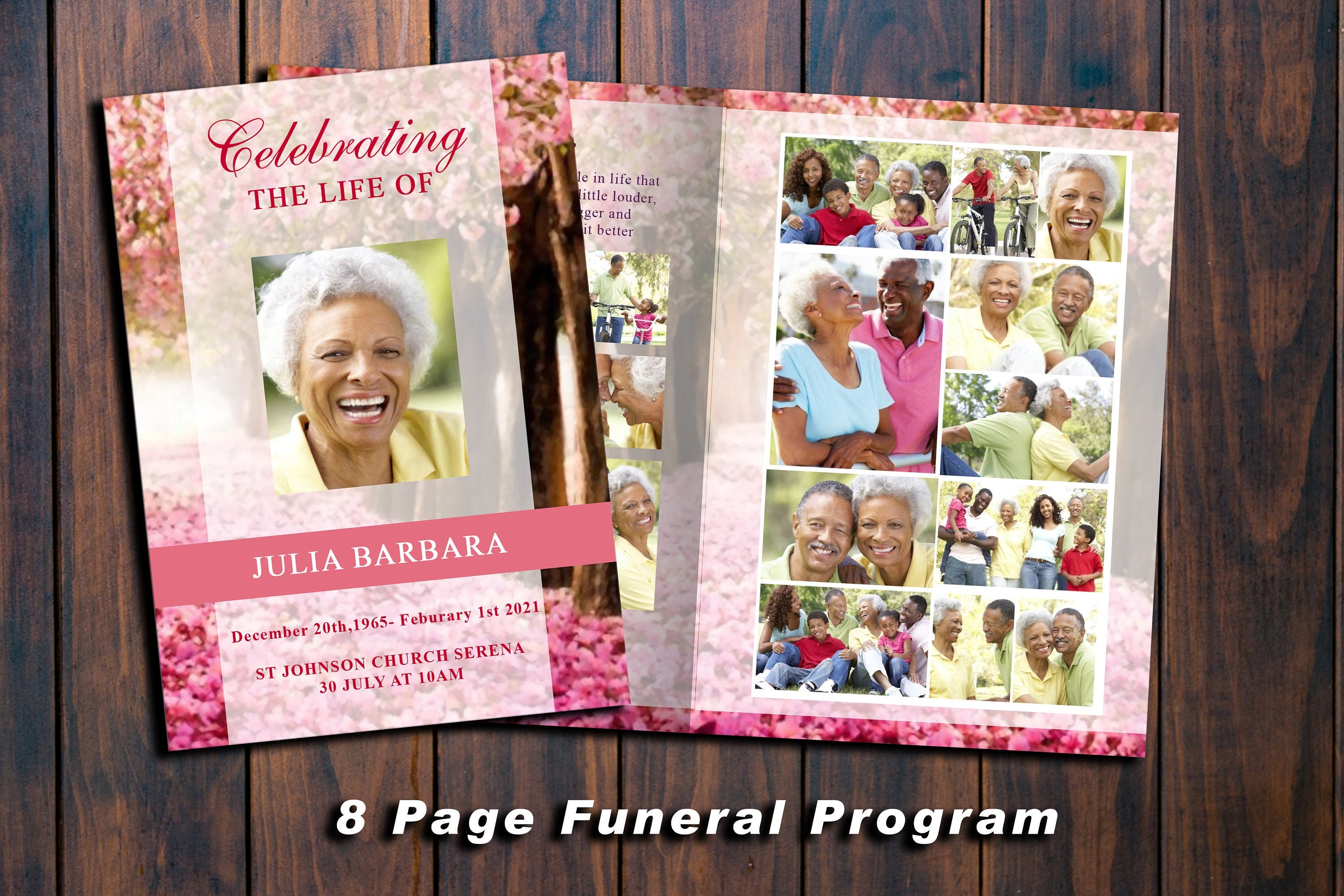 Celebration of Life Program Template 8 Page Pink Forest Etsy Celebration of Life Program Template 8 Page Pink Forest Etsy