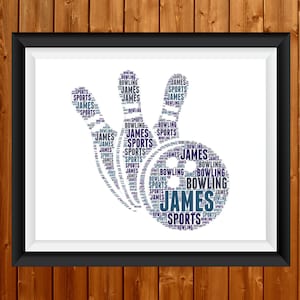 Personalised Bowling Gifts. Word Art Gift Bowling Gifts Sports Gift Wall Art Wall Prints Wall Art Digital Download Prints Skittles Ball 34