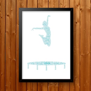 Personalised Trampolining Gifts Word Art Wall Print - Trampoline Gifts Wall Decor Custom  Word Art Wall Room Decor Prints Birthday Digital