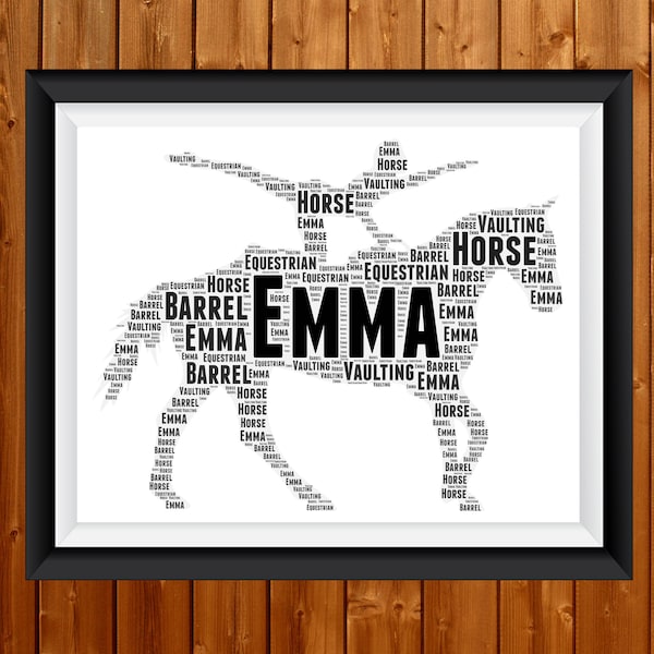 Personalised Equestrian Vaulting Word Art- Horse Gifts For Equestrian Vault - Horse Vaulting - Vault Horse Show jumping Dressage Gift