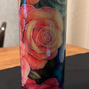 Tie dye rose bouquet epoxy resin tumbler
