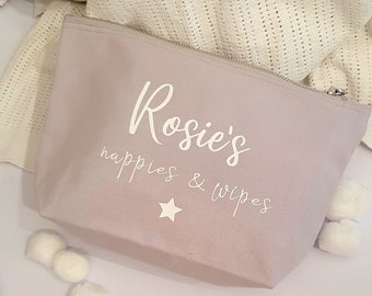 Personalised nappy bag - gift for newborns - changing pouch - baby shower gift - new baby present - baby girl / baby boy