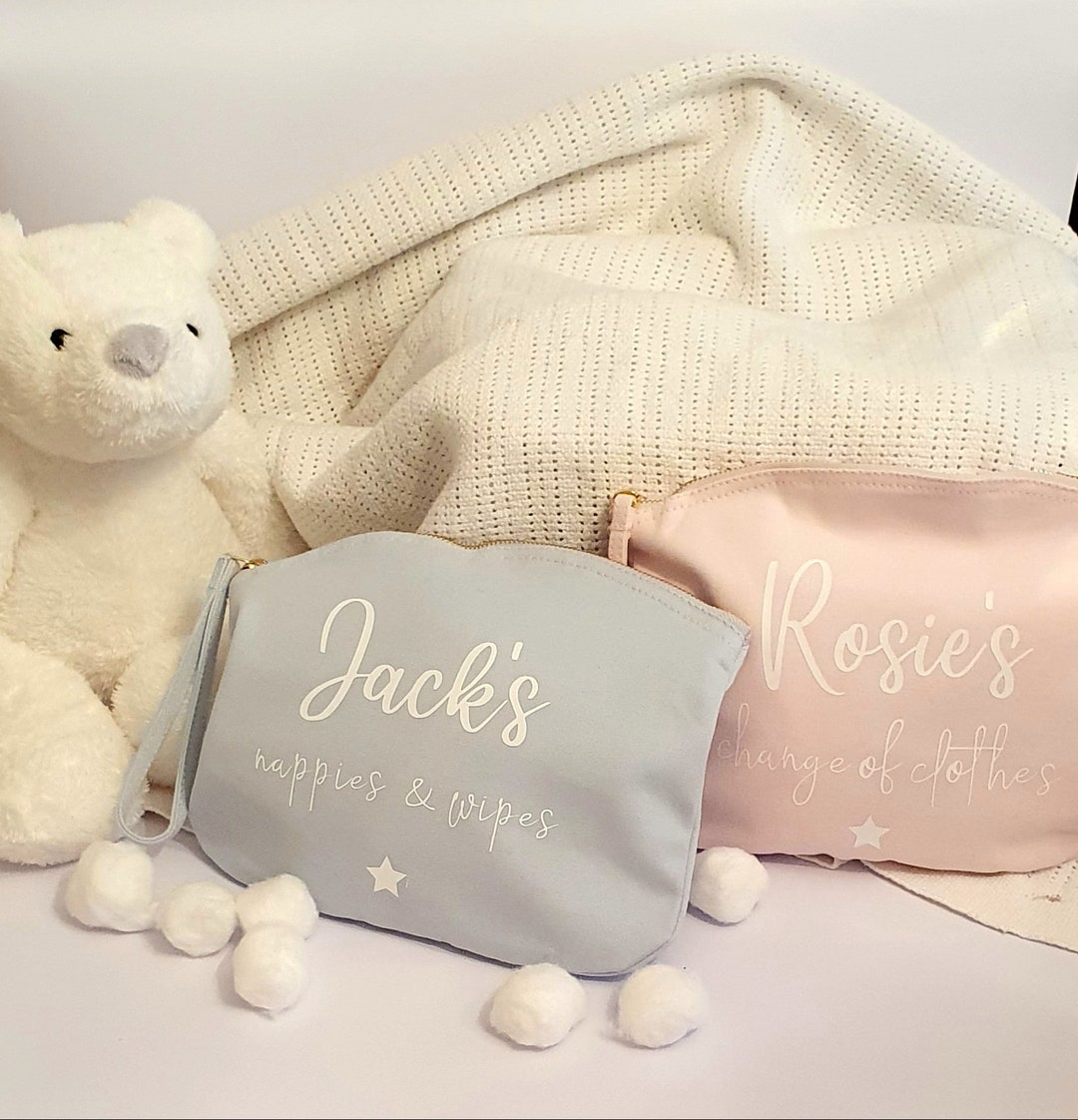 Personalised Nappy Zip Pouch Changing Kit Baby Grab Bag Etsy UK