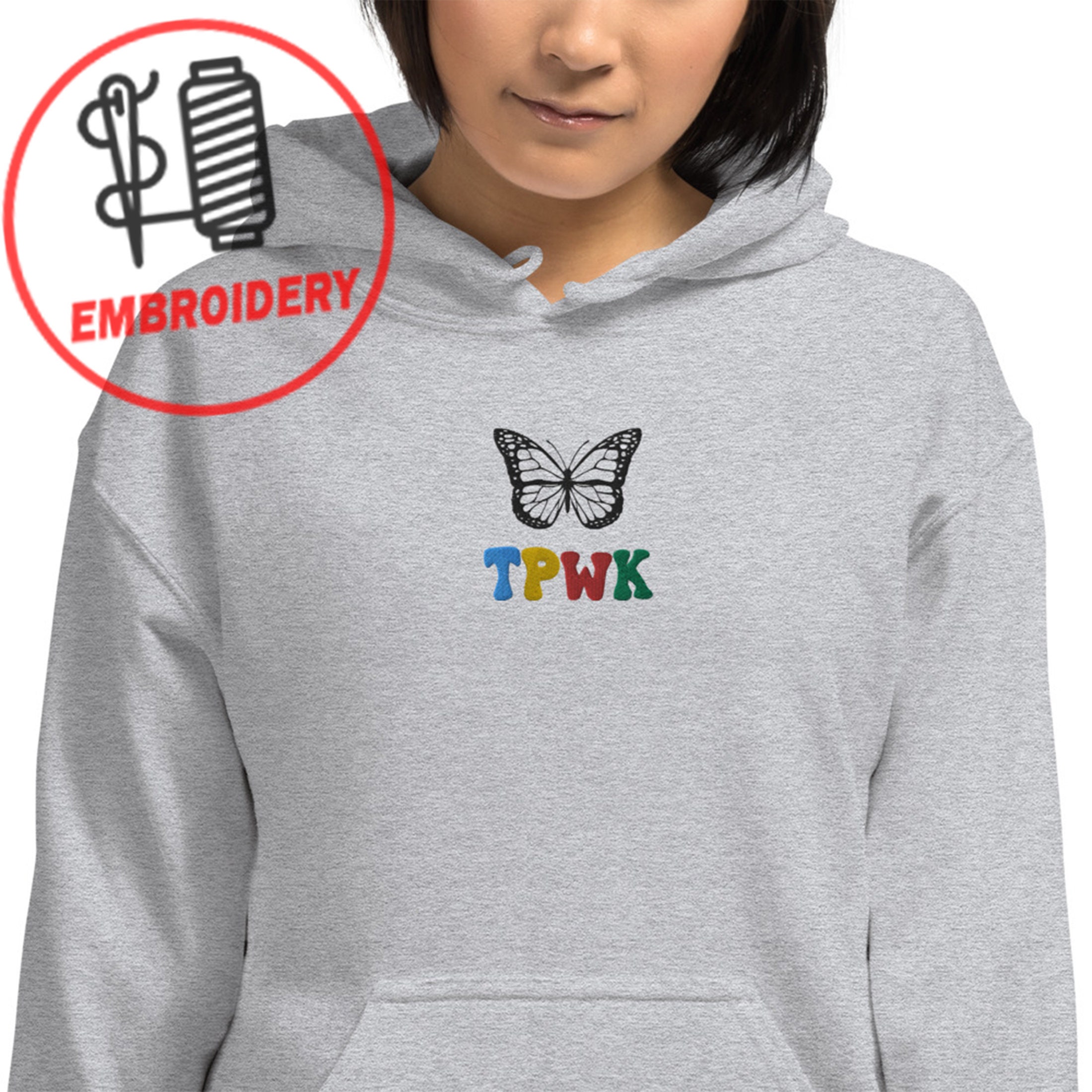 Embroidered TPWK Hoodie TPWK Butterfly Embroidered Tpwk - Etsy